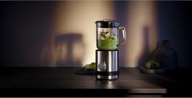 WMF Kitchen minis Compact Mixer, Mini Stand Mixer, 400 Watt, Small Stand Mixer, 0.8 l Glass Container, Pulse Function, Cromargan Matt Single