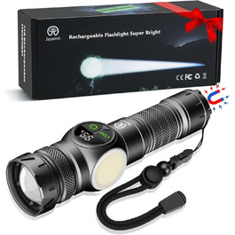 Ліхтар LED акумуляторний 100000 люменів з магнітом, потужний, з акумулятором 5000mAh, LCD-індикатор заряду, 9 режимів, Zoom, для кемпінгу, туризму, активного відпочинку, надзвичайних ситуацій