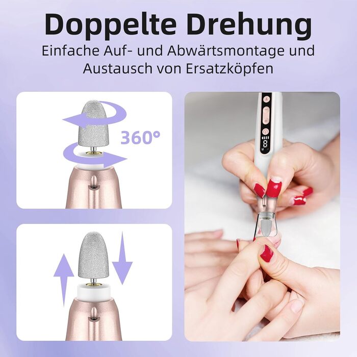 Електричний набір для манікюру та педикюру Nagelfräser: 11 насадок, 9 швидкостей, до 10000 об/хв