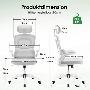 Ергономічне крісло для офісу Farini з регульованою підголовником, крісло для начальника, геймінгове крісло на коліщатках, сірий колір