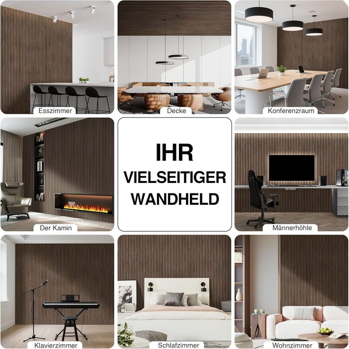 Акустичні панелі дерев'яні Holz 120x60 см (набір 4 шт, 2.88 м²) 3D для стін: студії, вітальні, офісу - горіх темний #11