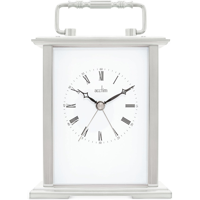 Acctim Gainsborough Mantel Clock, Metal, Silver, 14.5 x 12.3