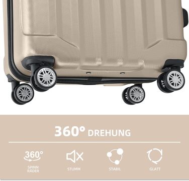 Валіза Beibye TSA 2080 з подвійними колесами, набір, хардлайнер (шампань)
