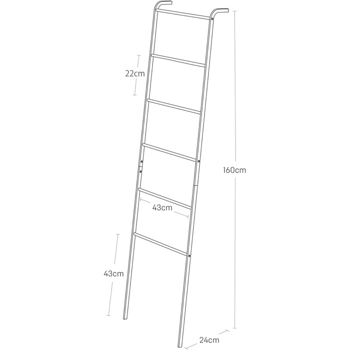 Yamazaki 2813 TOWER Leaning Clothes Rack, Black, Steel/Wood, Minimalist, 45 x 24 x 160 cm