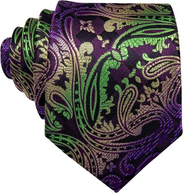 Краватка чоловіча Barry.Wang однотонна павлижий візерунок сатин з нагрудною хустинкою для весілля, золотисто-фіолетова