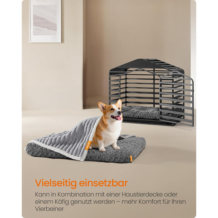 Ліжко для собак Feandrea XL, м'яка підстилка для великих собак, 110 x 73 см, сірий колір, PGW293GN01