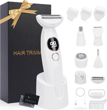 Електричний жіночий триммер 5-в-1 для тіла та бікіні, водонепроникний IPX7, білий