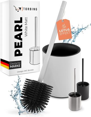 Торбінг - щітка для унітазу з нержавіючої сталі та силікону, елегантний дизайн, щітка для туалету з ефектом лотоса (Pearl White Matt)