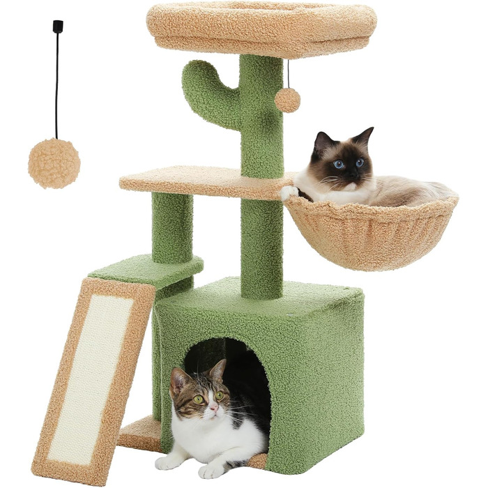 PAWZ Road Дерев'яний кігтеточка для котів з гамаком, 80 см, зелений
