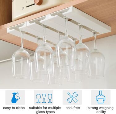 Тримачі для келихів вина SAMSYOKI (4 шт.) - підвісні, самоклеючі, для кухні, бару, ресторану