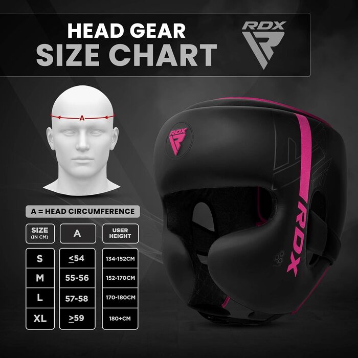 RDX Kickboxing Headgear - MMA Training, Muay Thai, Karate, Taekwondo Headguard - Maya Hide Leather - Pink, XL