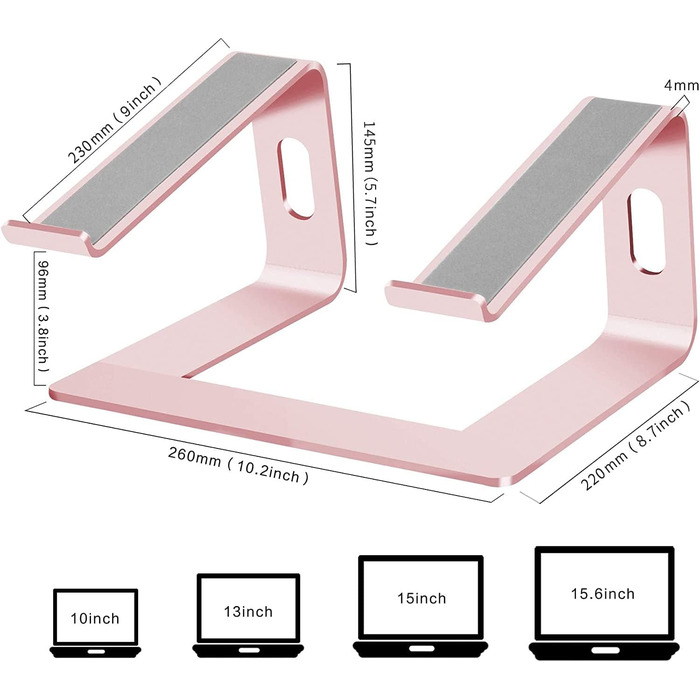 Підставка для ноутбука Orionstar, ергономічна підставка для ноутбука на стіл, алюмінієва підставка з вентиляцією, сумісна з MacBook Air Pro Samsung Notebook 10-15.6 дюймів, сіра (рожеве золото)