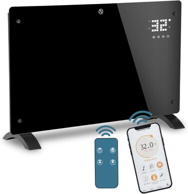 Електричний конвекторний обігрівач Izrielar 2000W з термостатом, інфрачервоний, з пульт дистанційного керування, Wi-Fi, настільний/настінний, енергозберігаючий, тихий