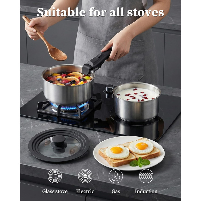 Сковорода з нержавіючої сталі Edelstahl 30 см з кришкою, індукційна, 18/10, для всіх типів плит, до 250°C, швидке нагрівання