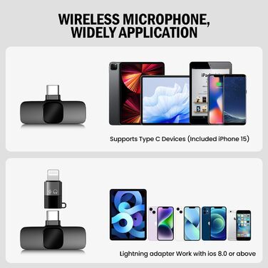 Бездротове петличне мікрофон з 4 режимами запису для Android, iPhone, PC – Mini-мікрофон для відео, Vlog, TikTok, YouTube, стрімінгу та інтерв'ю (K5 Type-C)