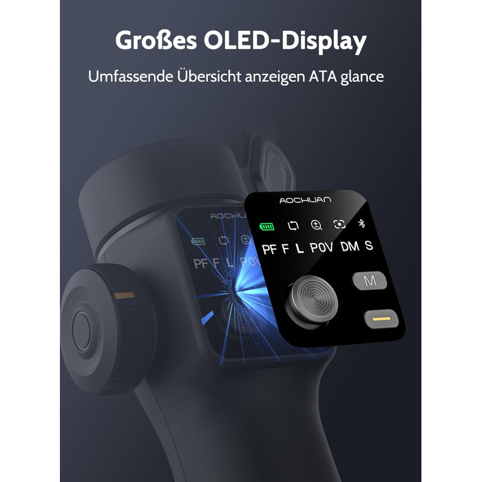 Стабілізатор для телефону Smart V8 Black з 3-осьовою стабілізацією та 7.8-дюймовою штангою, AI-трекінг, OLED-дисплей, кнопка зйомки