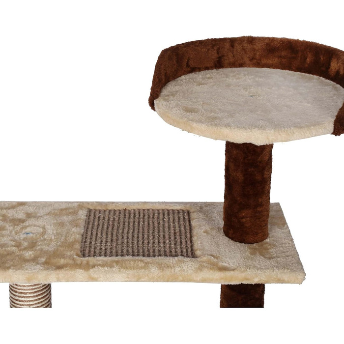 Wiltec Scratching Post 100 cm with Sisal in Beige/Brown, Cat Tree with 3 Resting Areas, Cat Scratching Post with Viewing Platform, 2-Color Cat Scratching Post