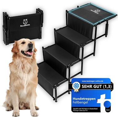 Dog stairs car [with unique safety level] Folding dog ramp car - Dog car entry aid - Dog stairs for large dogs - Folding dog ladder up to 60kg