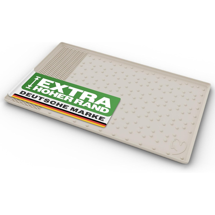 Килимок під миску для собак - вологостійкий, неслизький, з високим бортиком, 55x40 см (сірий)