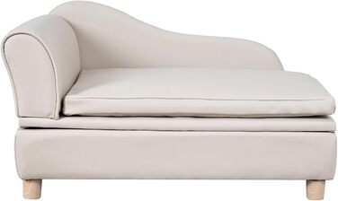 Софа для собак та котів Yoonnie room з PU-шкіри з місцем для зберігання, дерев'яний каркас, подушки, ліжко для маленьких тварин, софа для цуценят та котів (Перловий білий)