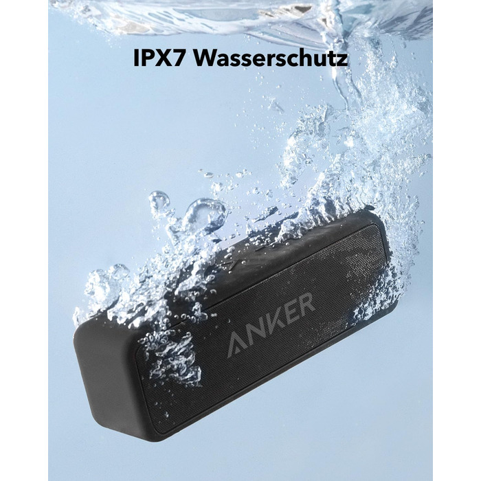 Портативна Bluetooth колонка Anker SoundCore 2, Чорна: потужний звук, глибокий бас, 24 години роботи, водонепроникність IPX7, сумісна з iPhone, Galaxy