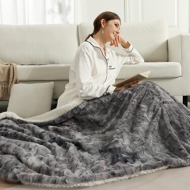 Електрична ковдра COZYTY 150x200 см з автовимкненням – фланель, 6 режимів нагріву, таймер, захист від перегріву, машинне прання (сірий, чорний)