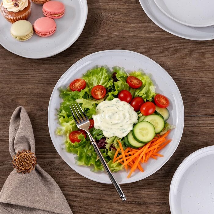 Набір керамічного посуду AmorArc для 4 осіб (12 предметів) - ручна робота, рожевий, ADW083 (Білий/Розкішний сад)