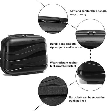 Набір валіз KONO 2 шт: велика валіза-тролі (56 см) + косметичка з поліпропілену, з 4 колесами та TSA-замком (кремовий білий)