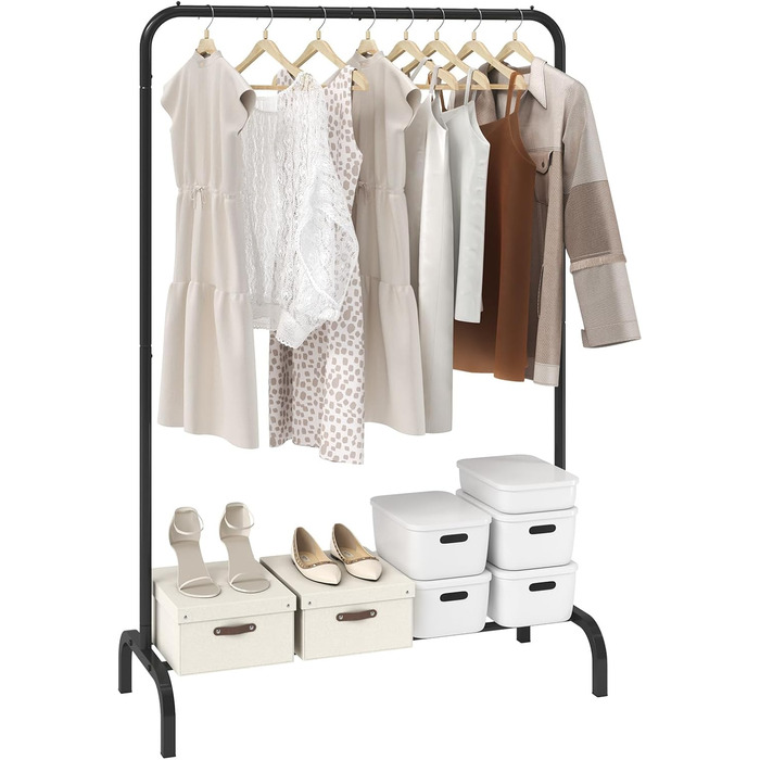 VEVOR Clothes Rack Wardrobe Rack 1 Clothes Rod, Durable Clothes Rack Black 400 x 1010 x 1510 mm Clothes Rack for Bedroom, Laundry Room, Dressing Room, Entrance, etc.