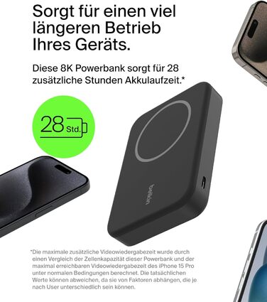 Power Bank Belkin BoostCharge Pro 10000mAh з Qi2, MagSafe, вбудований стійка, чорний, для iPhone 17, Air, 16, 15, 14, Pixel та інші