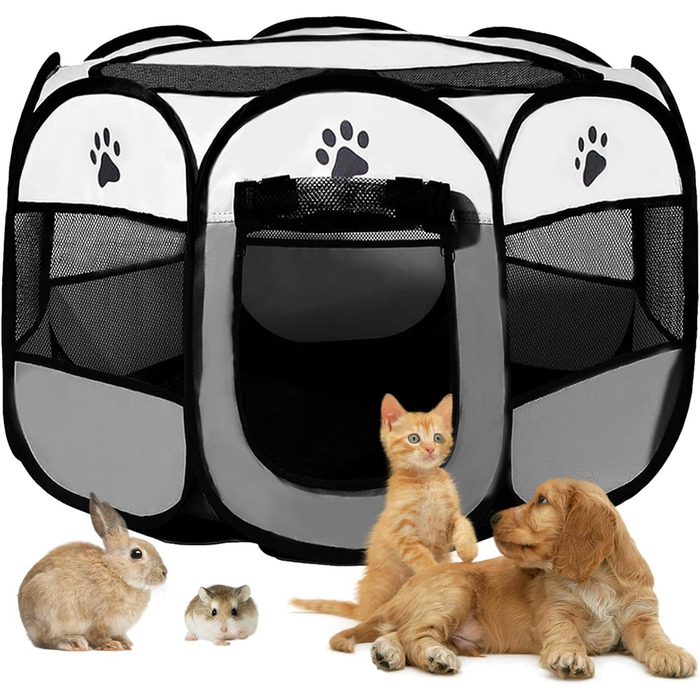 Клітка-забіг для цуценят та дрібних тварин 114x114x59 см (сіра)