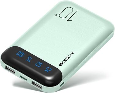 Портативний зарядний пристрій Power Bank 10000mAh з 2 USB виходами та USB-C входом (зелений)