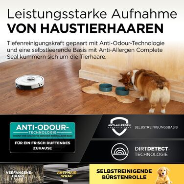 Робот-пилосос Shark PowerDetect з базою самоочищення, самостійно спустошується до 60 днів, для шерсті тварин, килимів та твердих підлог, з 3D- та LiDAR-навігацією, 14,5 см заввишки, білий