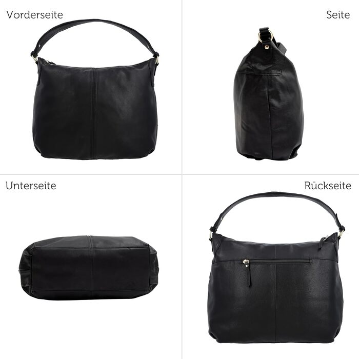 Сумка Gusti Shopper Leder Hannah - жіноча шкіряна сумка-шопер через плече, чорна
