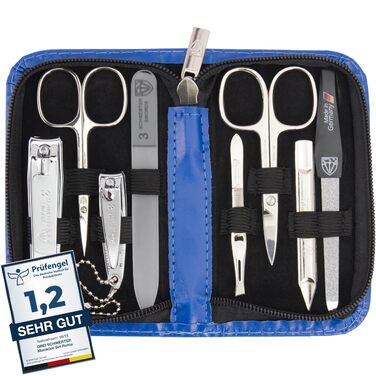 Набір для манікюру 'Roma' від DREI SCHWERTER: 8 інструментів (ножиці, щипчики, пінцет, пилочки) - блакитний