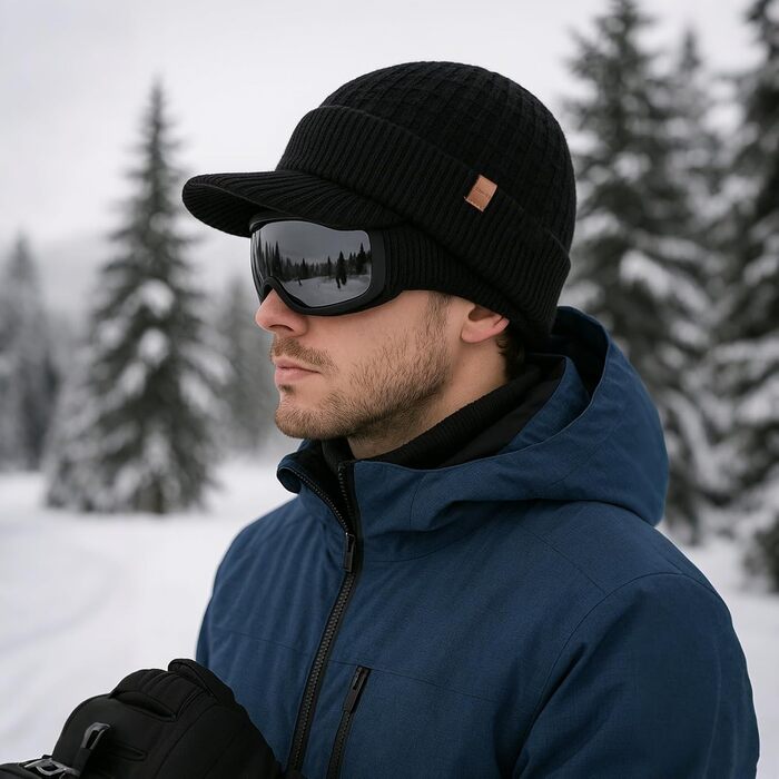 Шапка в'язана з мериносової вовни PolarWool™ TOP-EX, чоловіча/жіноча, з підкладкою з флісу, для зими, біг, катання на лижах, M-XXL, чорна