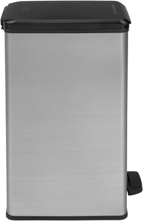 Сміттєвий кошик Curver Deco Slim 40 л, пластиковий, чорний/сріблястий металік, 39.3 x 25 x 60.7 см