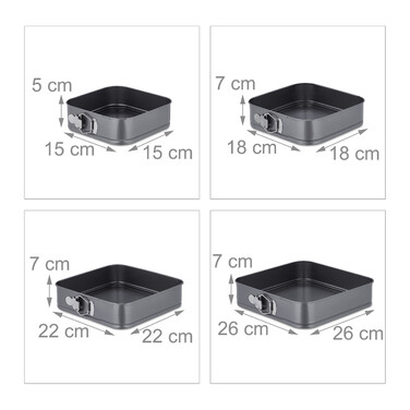 Relaxdays Set of 4 Square Springform Pans