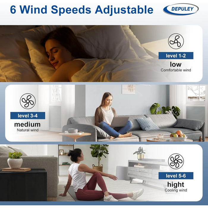 Стеляний вентилятор Depuley Leise з підсвічуванням для вулиці: LED лампа з вентилятором для саду, тераси - 132см, з підсвічуванням та APP для вітальні, ресторану, офісу (Білий, 52'' без підсвічування)