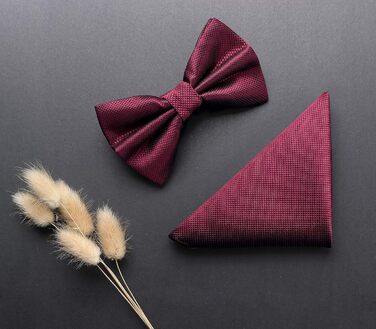 Метелик HISDERN для чоловіків з кишеньковим хустинкою, однотонний, регульований, для смокінгу, весілля, вечірки, колір бордовий