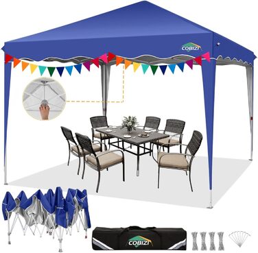 COBIZI Folding Gazebo 3x3, 3x3 Gazebo Waterproof Stable One Push UV Protection Outdoor Party Tent Wave Canopy Event Tent Tent Garden Gazebo Pavilion Folding 3x3m With Carry Bag, (Navy Blue, 3x3 Wave)
