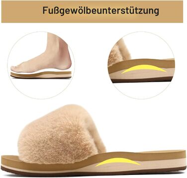 Жіночі плюшеві халапи COFACE з хутром, теплі домашні тапочки, шльопанці, сандалі, літні та зимові тапочки для дому та басейну, пухнасті тапочки, розмір 38 EU, бежеві