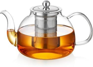 Скляна чайник MESNEY 1.2 л з ситечком, жаростійкий, для чорного чаю, Borosilikatglas, 40oz
