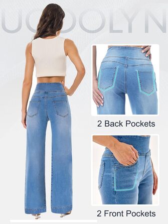 Джинси жіночі Baggy Daen, широкі штанини, висока талія, темно-сині, 31 inseam (XXL Petite), 29 inseam (Mittelblau)