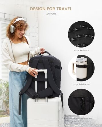 LOVEVOOK Рюкзак ручної об'єм 30L для чоловіків, валіза для ноутбука 15.6