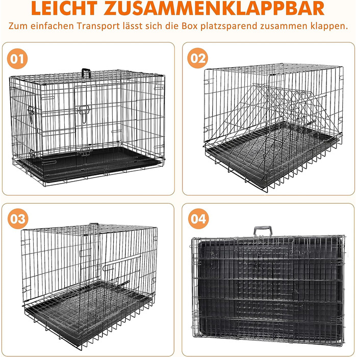 Клітка для собак Ribelli Hundetransportbox: металева, складна, чорна, до 43 кг (XL 91x64x58 см)