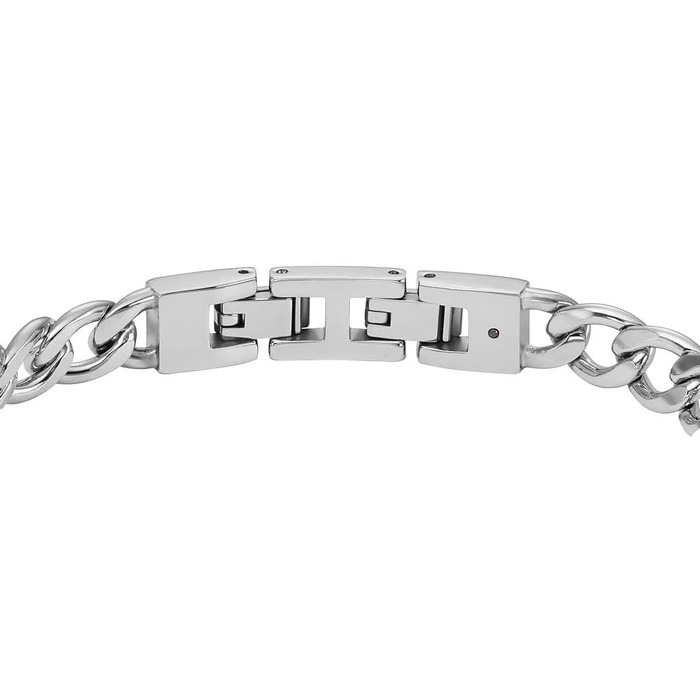 Чоловічий браслет Fossil з нержавіючої сталі або шкіри з застібкою-метеликом. Срібний та чорний колір.