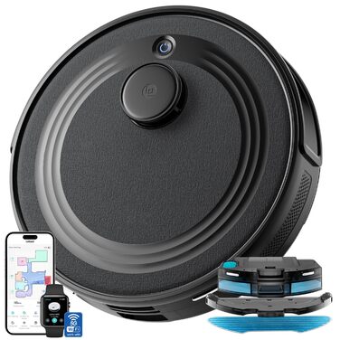Робот-пилосос LEFANT M2 з функцією миття підлоги, 6000Pa, LiDAR-навігація, зони заборони, керування через APP/Alexa, для шерсті тварин, килимів та твердих підлог (чорний)