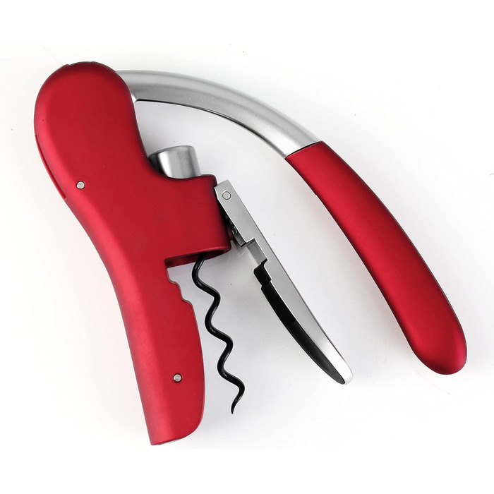 Drincarier Professional Bottle Opener, Zinc Alloy, with Lever, Corkscrew, with Foil Cutter, Waiter Knife/Bunny, Red