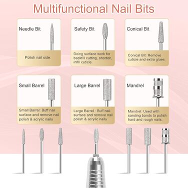 Професійний набір для манікюру та педикюру Madenia Nagelfräser Professional з акумулятором, 35000 об/хв, 11 насадок, JF-801